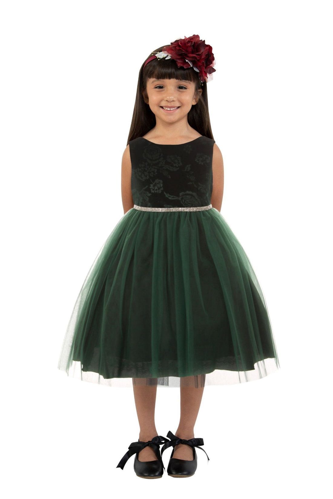 Embossed Floral Velvet Tulle Girl Party Dress by AS454 Kids Dream - Girl Formal Dresses