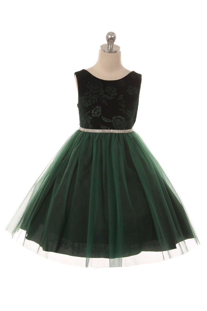 Embossed Floral Velvet Tulle Girl Party Dress by AS454 Kids Dream - Girl Formal Dresses