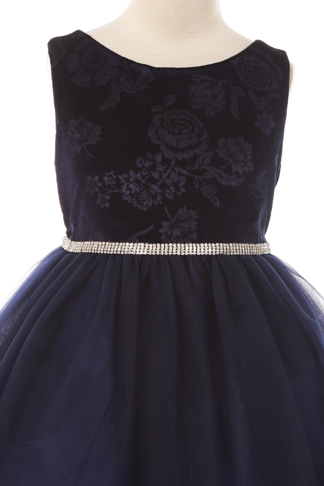 Embossed Floral Velvet Tulle Girl Party Dress by AS454 Kids Dream - Girl Formal Dresses