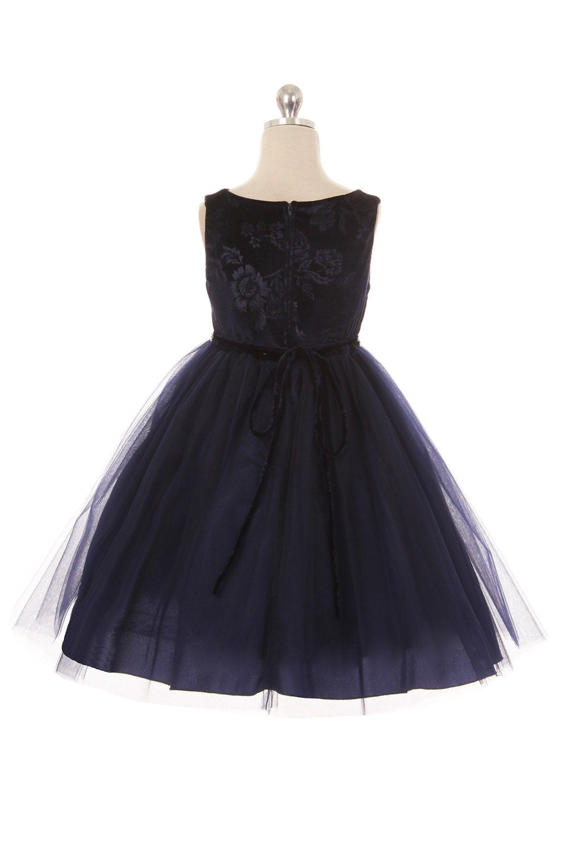 Embossed Floral Velvet Tulle Girl Party Dress by AS454 Kids Dream - Girl Formal Dresses