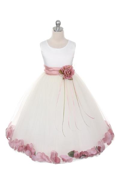 Satin Flower Petal Ivory Flower Girl Dress 1of2 by AS160B Kids Dream - Girl Formal Dresses