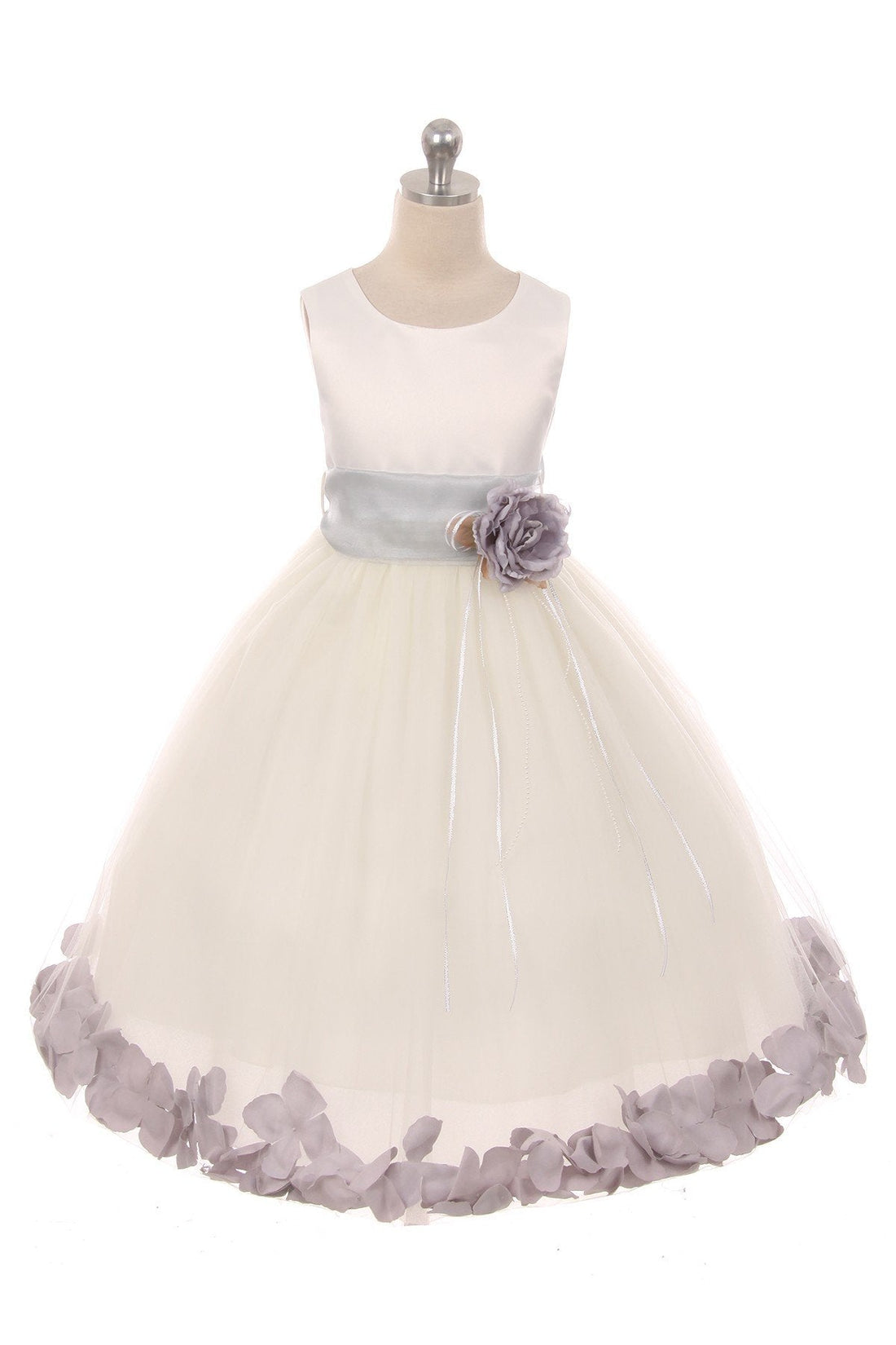 Satin Flower Petal Ivory Flower Girl Dress 2of2 by AS160B Kids Dream - Girl Formal Dresses