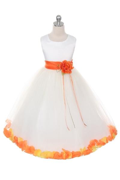 Satin Flower Petal Ivory Flower Girl Dress 2of2 by AS160B Kids Dream - Girl Formal Dresses