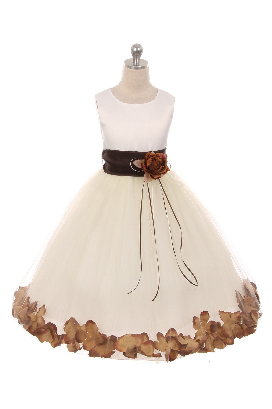 Satin Flower Petal Ivory Flower Girl Dress 2of2 by AS160B Kids Dream - Girl Formal Dresses