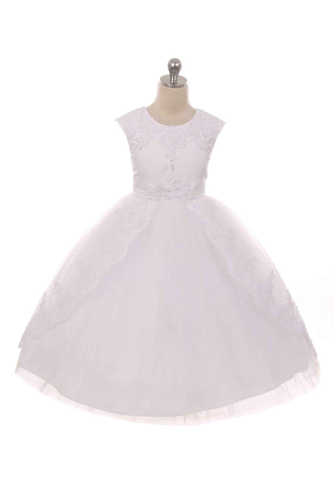 Girl Party Lace Appliqué Swoop Train Dress by AS7008 Kids Dream - Girl Formal Dresses