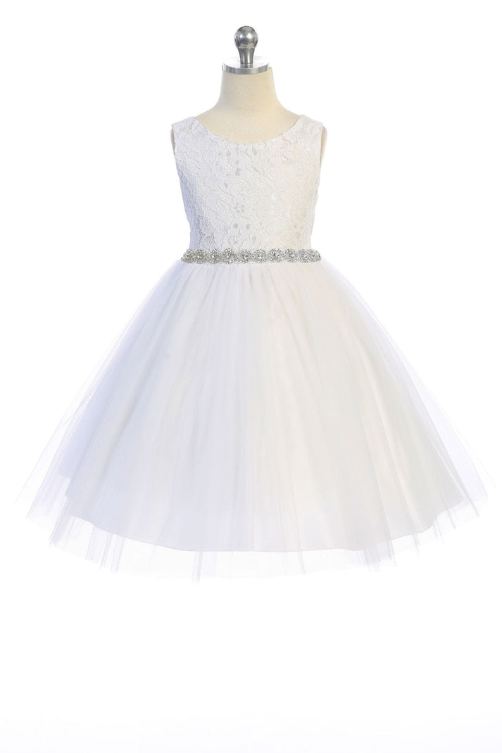 Lace with Rhinestone Trim Girl Party Dress by AS456A Kids Dream - Girl Formal Dresses