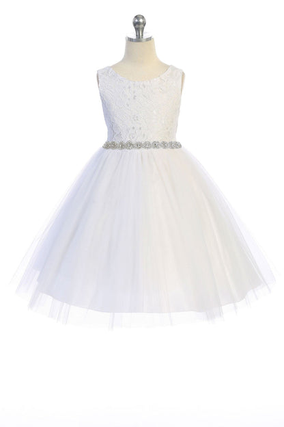 Lace with Rhinestone Trim Girl Party Dress by AS456A Kids Dream - Girl Formal Dresses