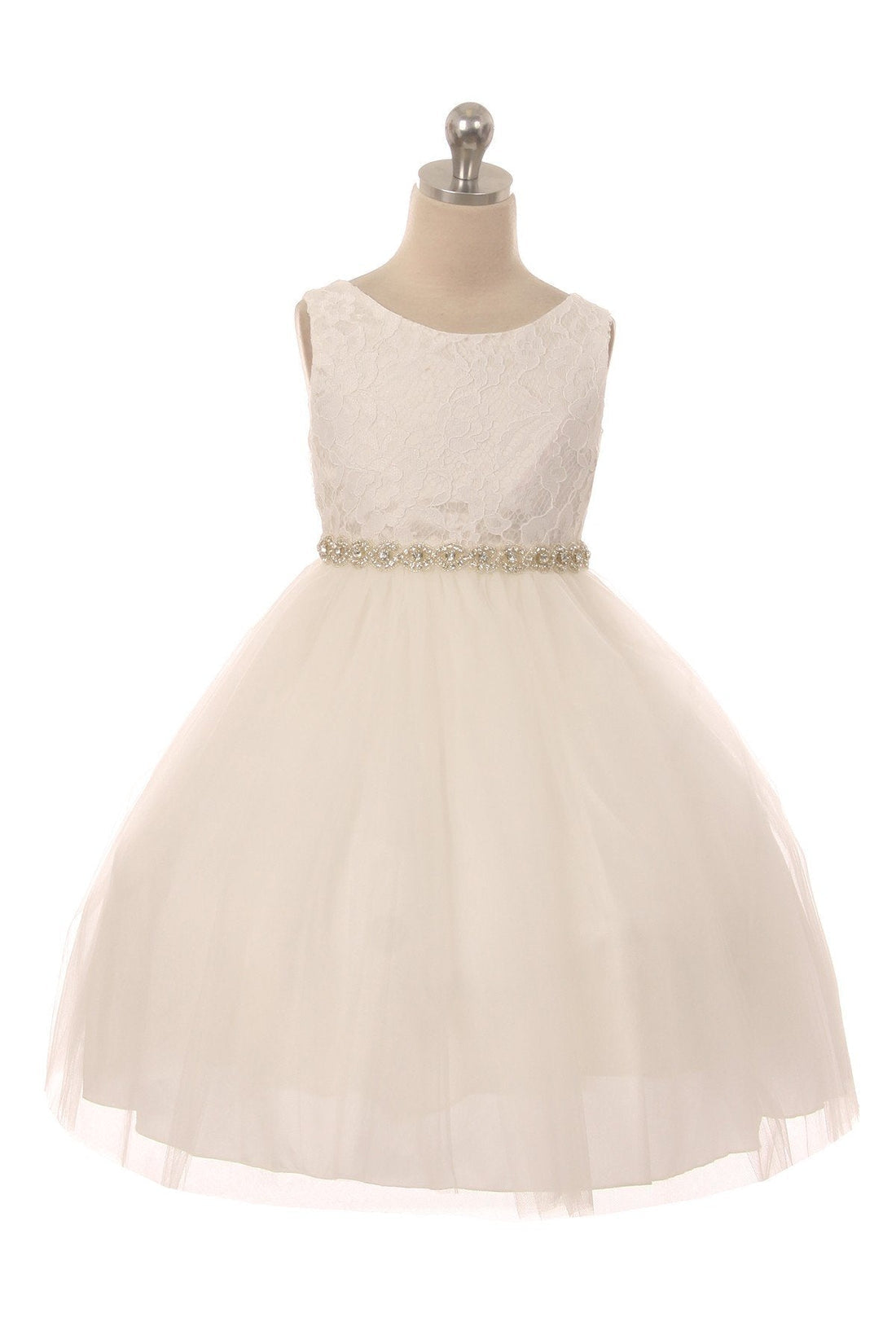 Lace with Rhinestone Trim Girl Party Dress by AS456A Kids Dream - Girl Formal Dresses