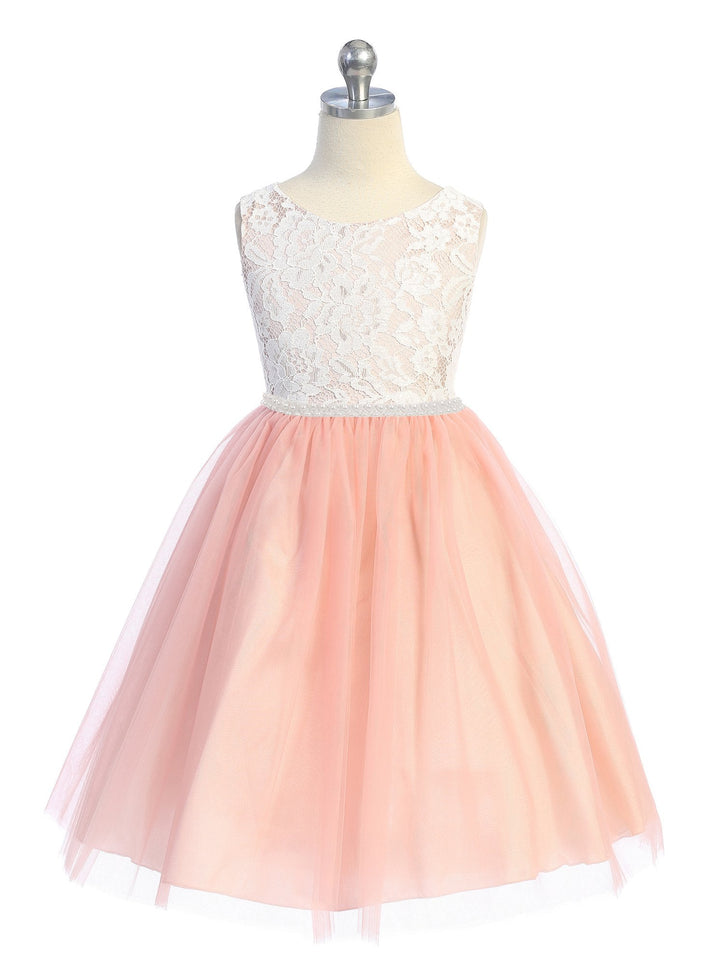 Lace with Thick Pearl Trim Girl Party Dress by AS456C Kids Dream - Girl Formal Dresses