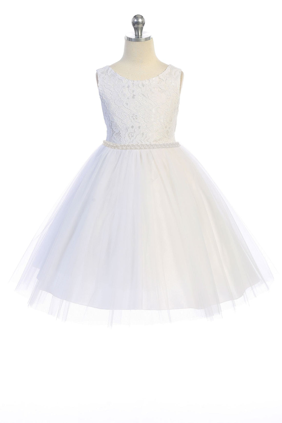 Lace with Thick Pearl Trim Girl Party Dress by AS456C Kids Dream - Girl Formal Dresses