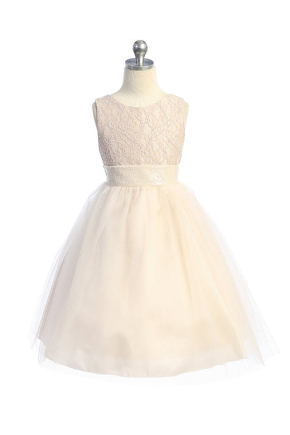 Lace Sequin Back V Flower Girl Dress by AS522 Kids Dream - Girl Formal Dresses