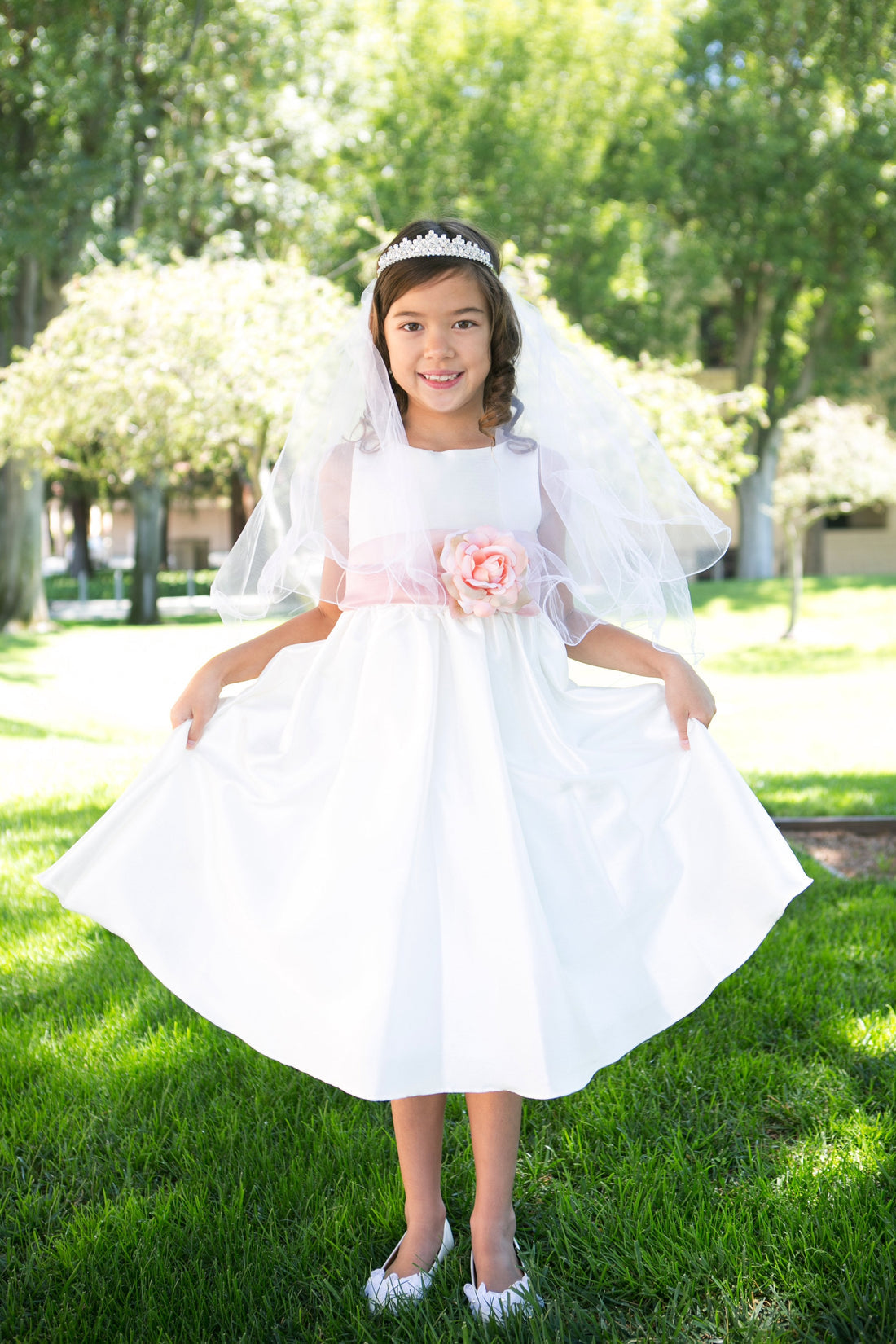 Poly Silk Organza Sash Ivory Flower Girl Dress by AS204 Kids Dream - Girl Formal Dresses