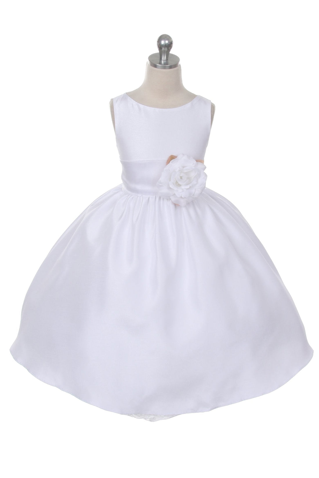 Poly Silk Organza Sash White Flower Girl Dress by AS204 Kids Dream - Girl Formal Dresses