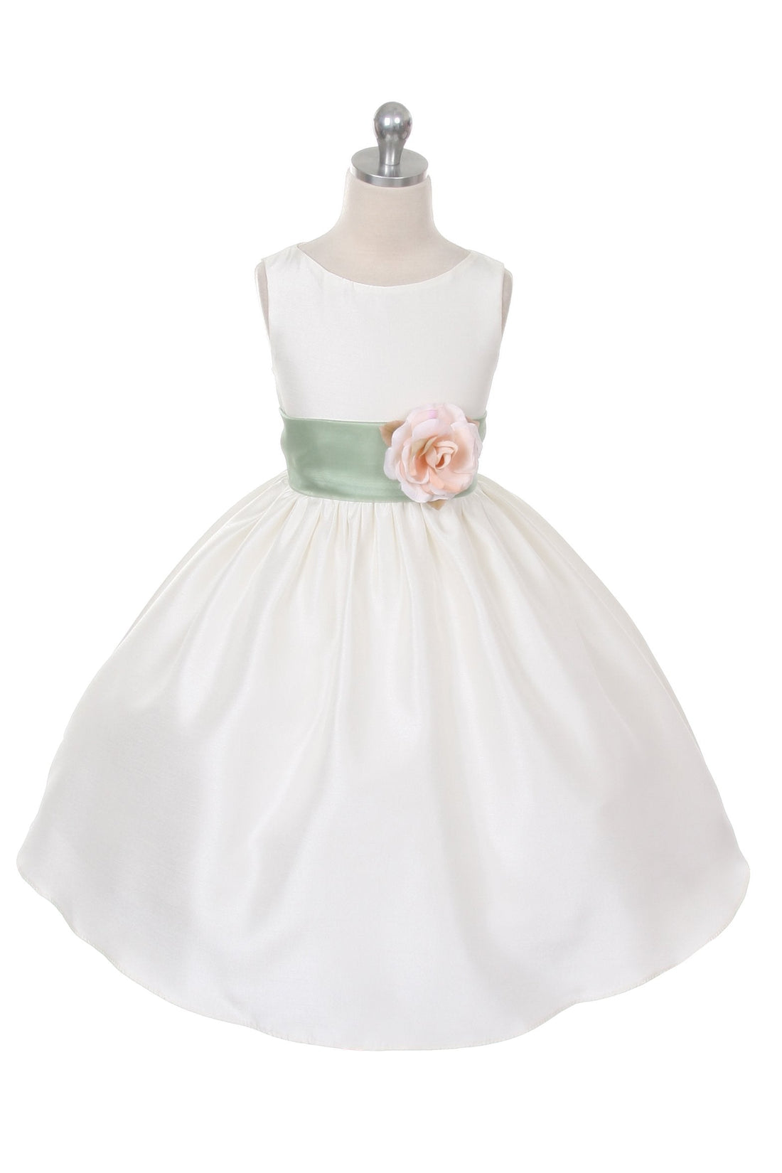 Poly Silk Organza Sash White Flower Girl Dress by AS204 Kids Dream - Girl Formal Dresses