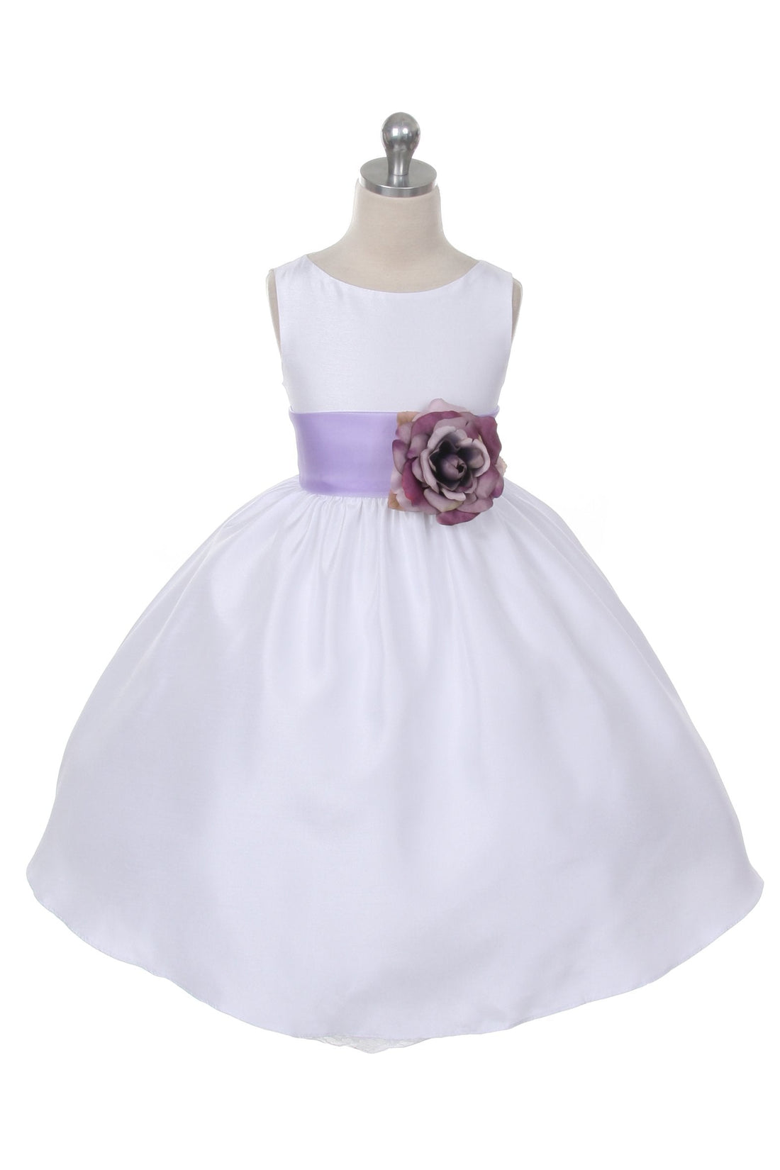 Poly Silk Organza Sash White Flower Girl Dress by AS204 Kids Dream - Girl Formal Dresses