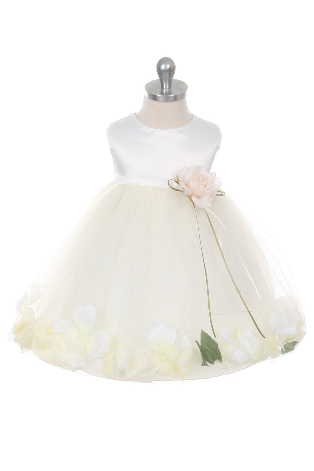 Baby Girl Ivory Satin Flower Petal Party Dress- AS195B Kids Dream