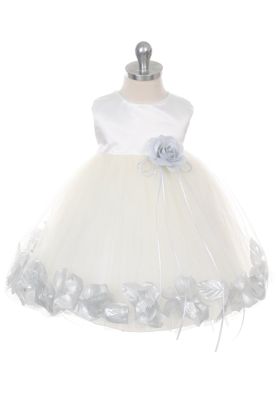 Baby Girl Ivory Satin Flower Petal Party Dress- AS195B Kids Dream