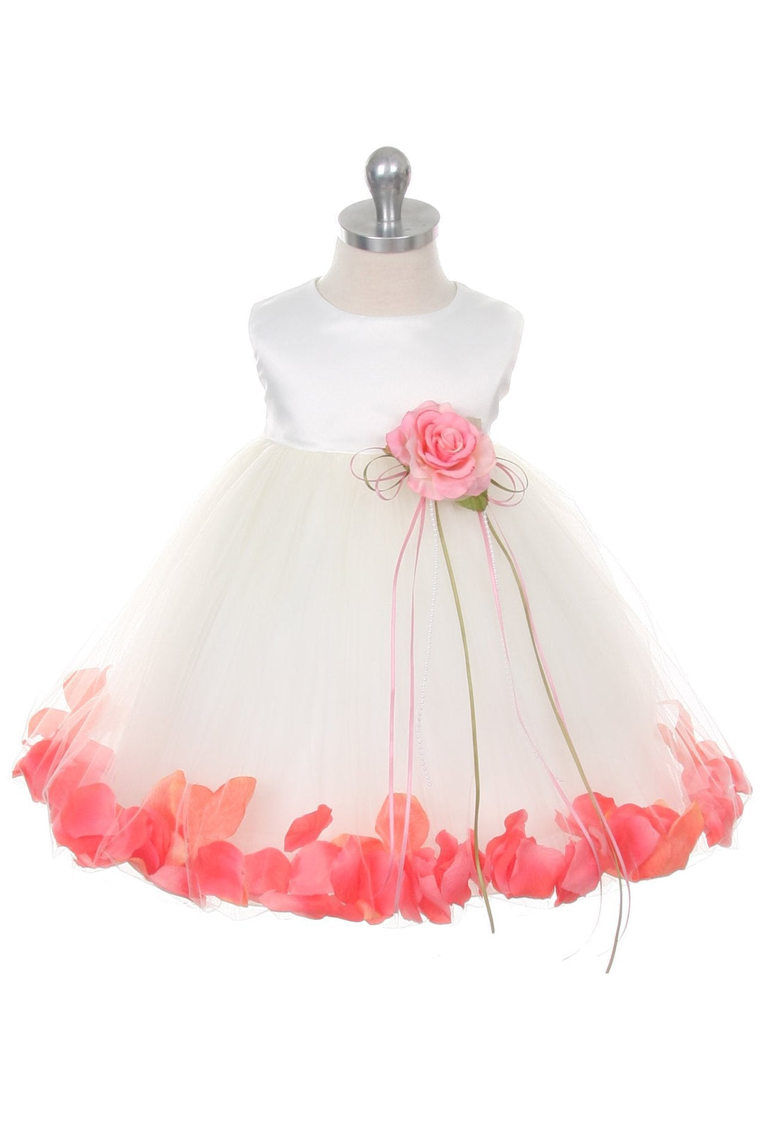 Baby Girl Ivory Satin Flower Petal Party Dress- AS195B Kids Dream