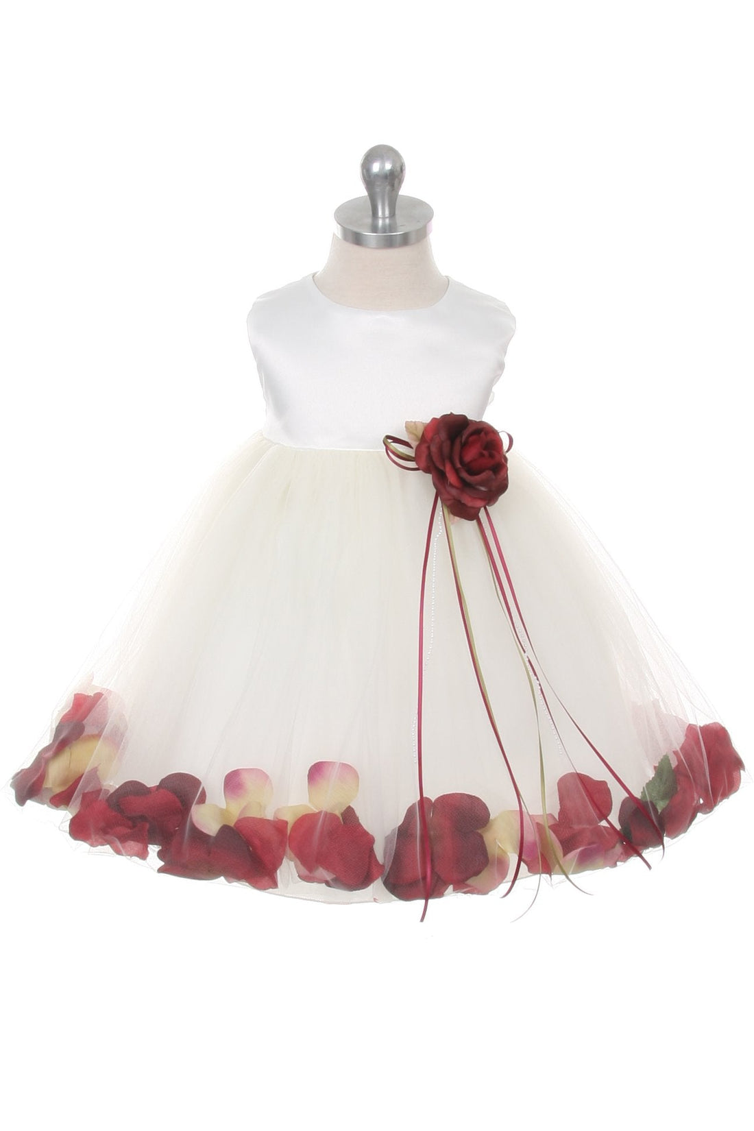 Baby White Satin Flower Petal Flower Girl Dress- AS195B Kids Dream