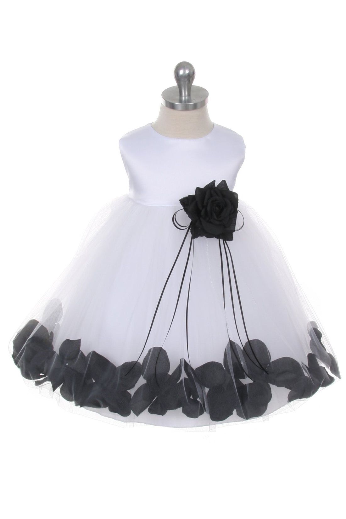 Baby White Satin Flower Petal Flower Girl Dress- AS195B Kids Dream