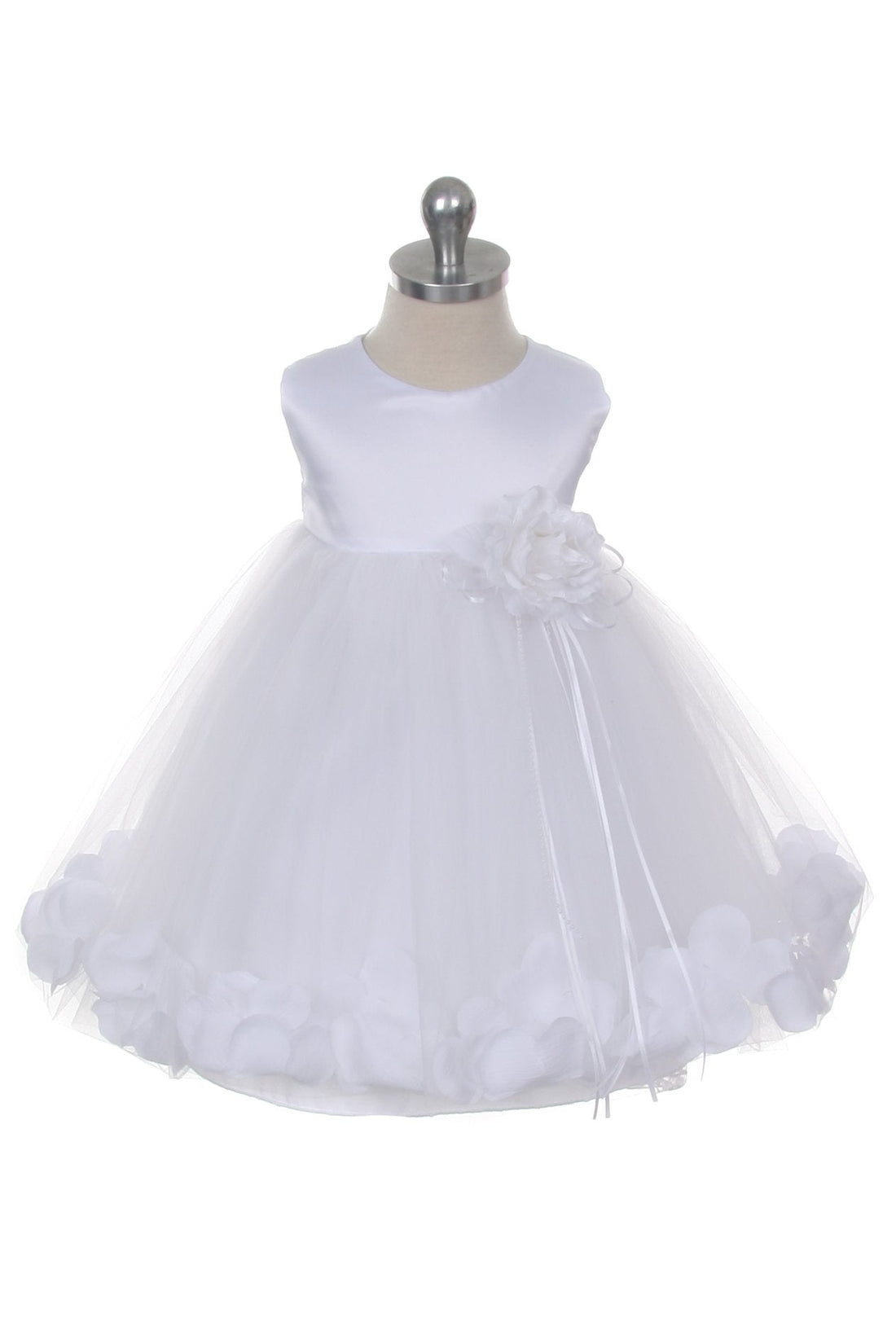 Baby White Satin Flower Petal Flower Girl Dress- AS195B Kids Dream