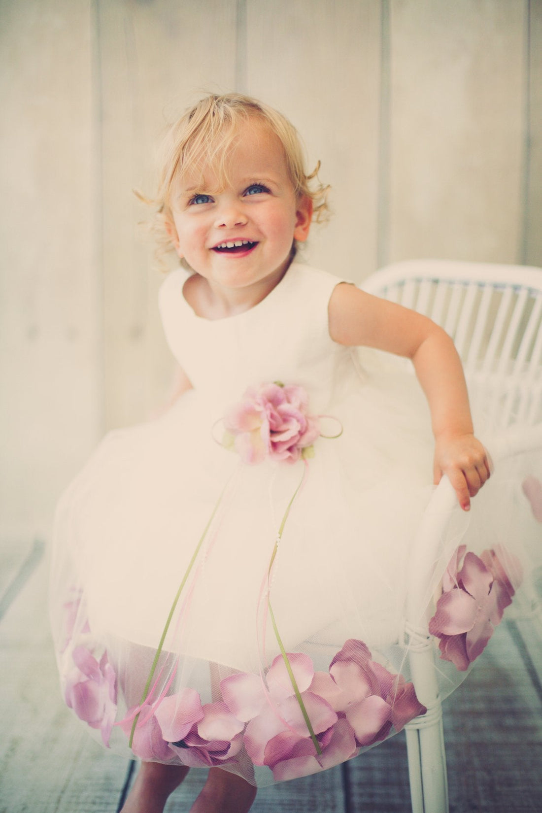 Baby White Satin Flower Petal Flower Girl Dress- AS195B Kids Dream