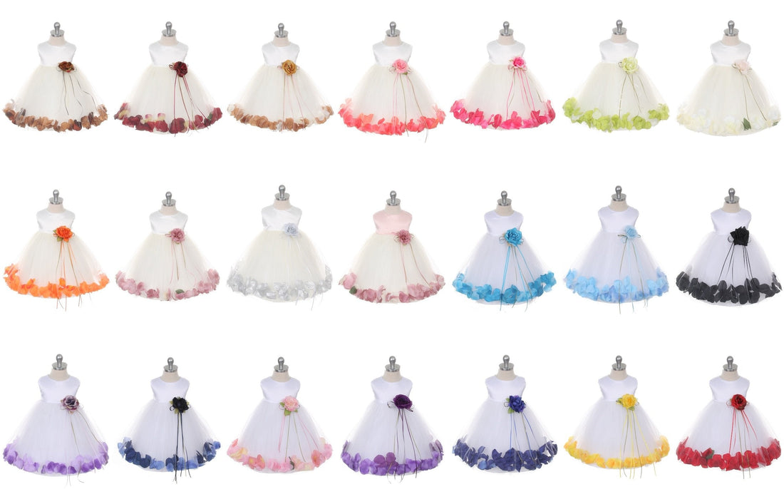 Baby White Satin Flower Petal Flower Girl Dress- AS195B Kids Dream