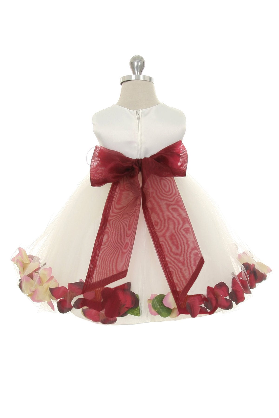 Baby Girl Ivory Satin Flower Petal with Organza Sash Party Dress- AS195B Kids Dream