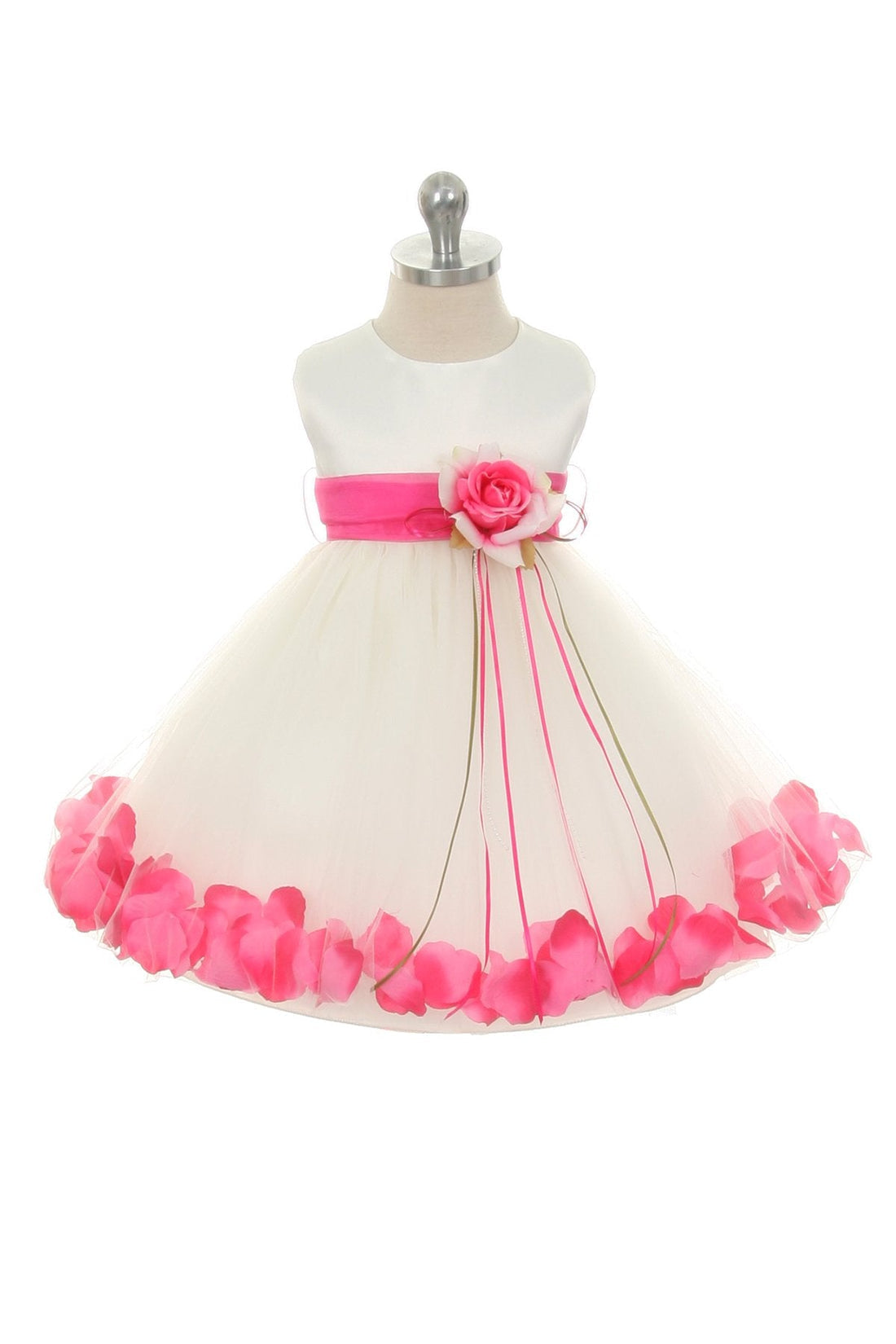 Baby Girl Ivory Satin Flower Petal with Organza Sash Party Dress- AS195B Kids Dream