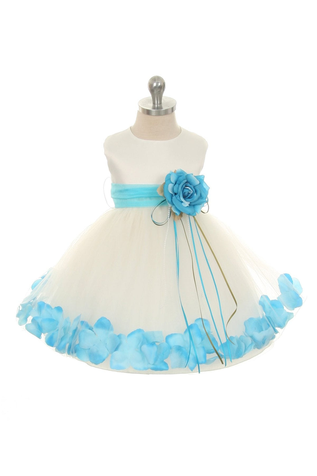 Baby Girl Ivory Satin Flower Petal with Organza Sash Party Dress- AS195B Kids Dream