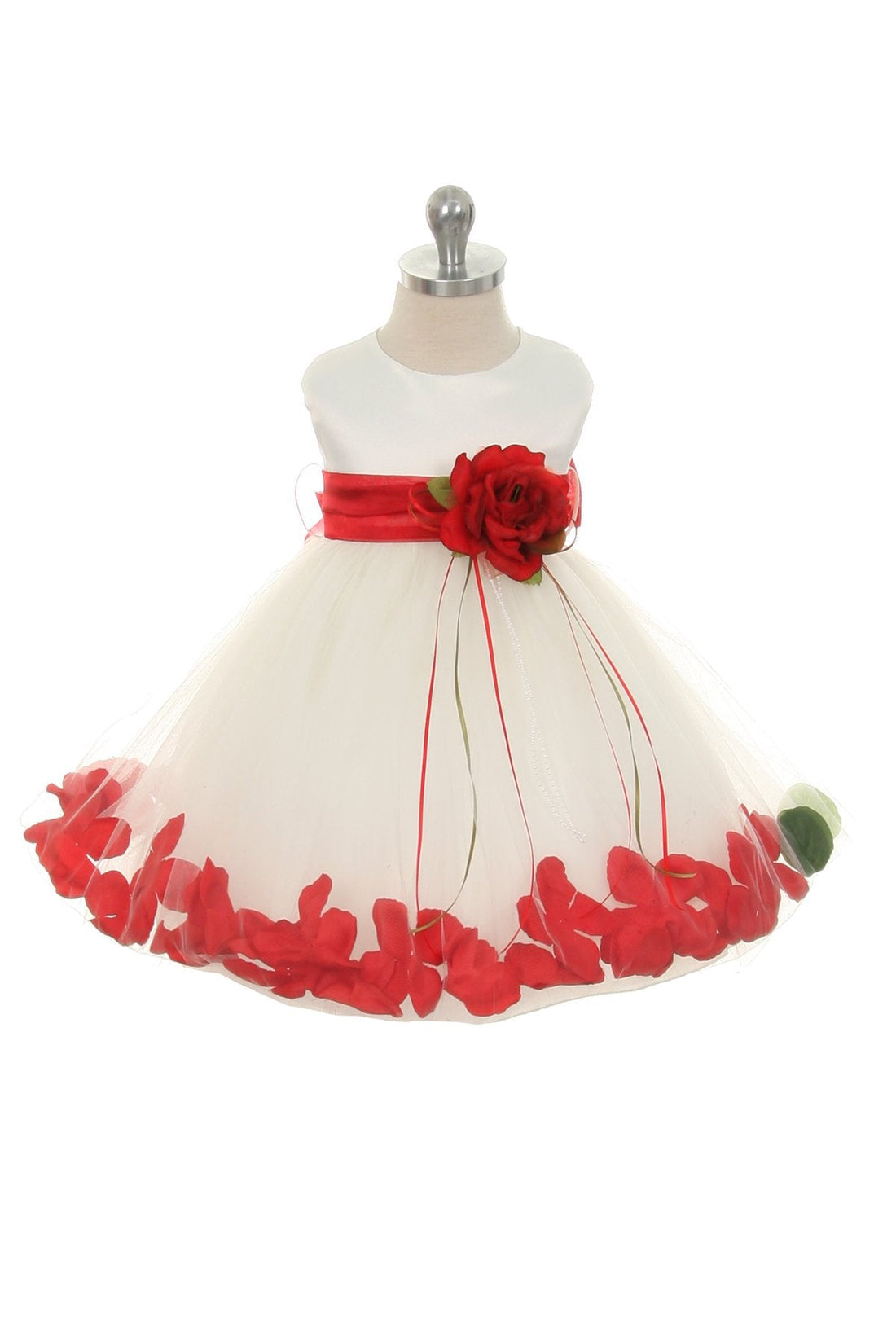 Baby Girl Ivory Satin Flower Petal with Organza Sash Party Dress- AS195B Kids Dream