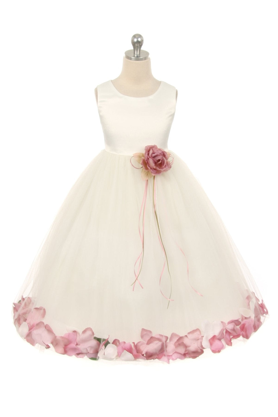 Satin Flower Petal White Flower Girl Dress 1of2 by AS160B Kids Dream - Girl Formal Dresses