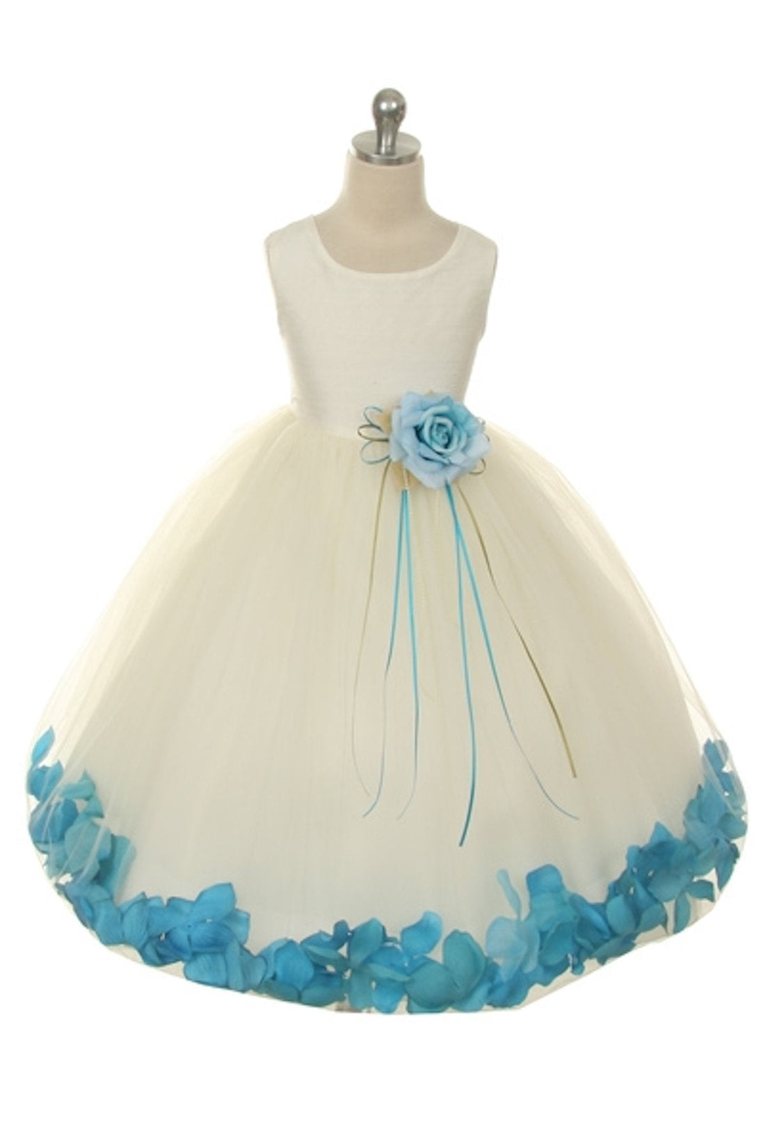 Satin Flower Petal White Flower Girl Dress 1of2 by AS160B Kids Dream - Girl Formal Dresses