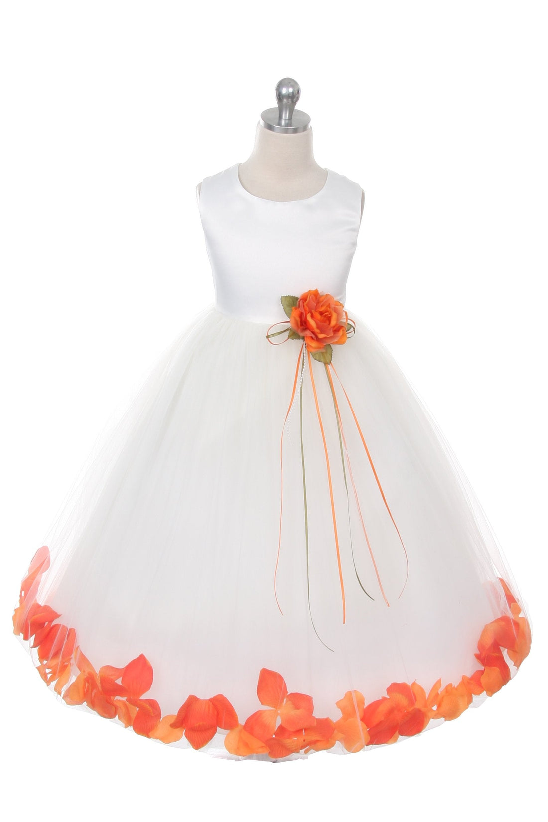 Satin Flower Petal White Flower Girl Dress 1of2 by AS160B Kids Dream - Girl Formal Dresses