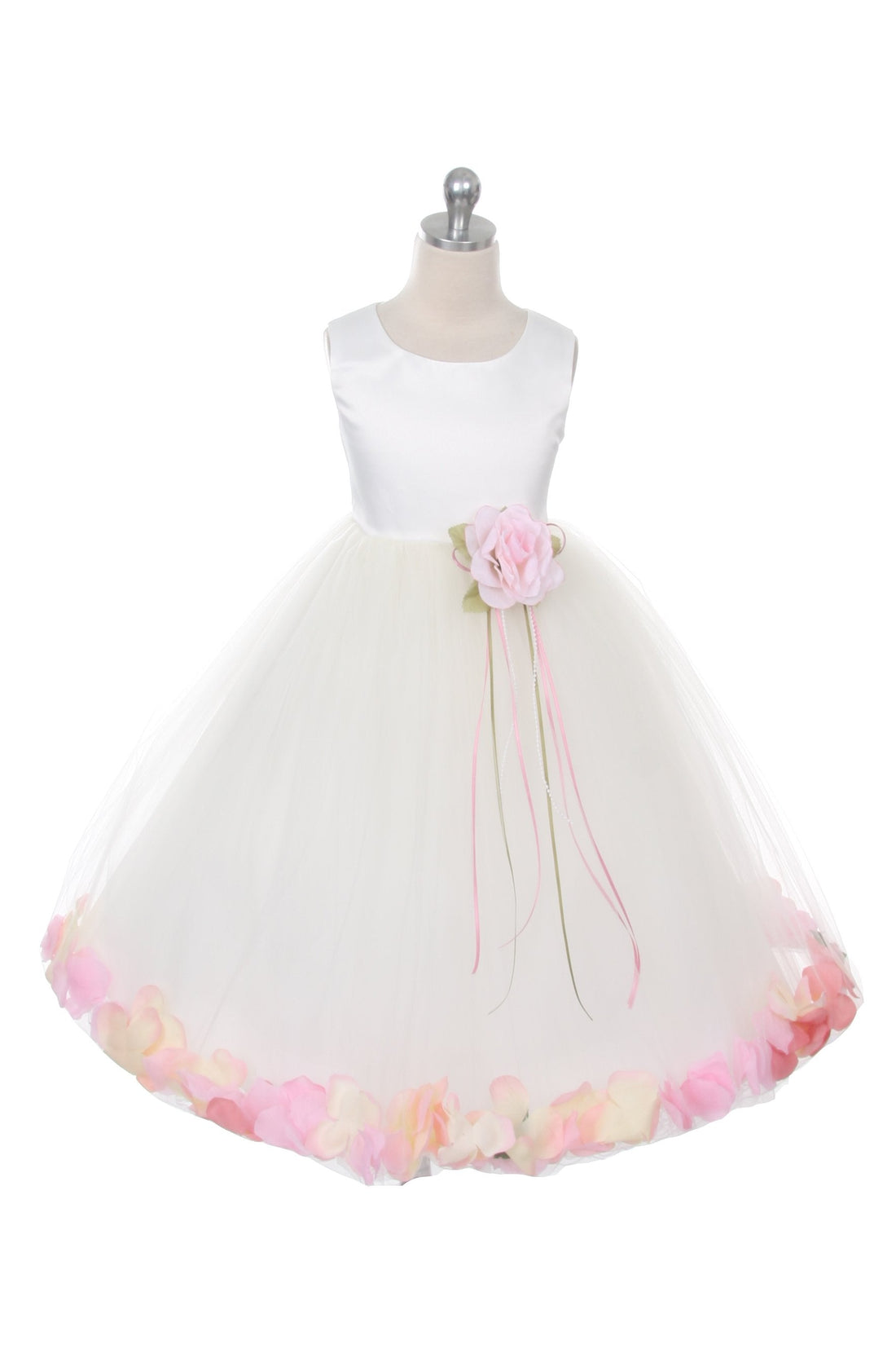 Satin Flower Petal White Flower Girl Dress 1of2 by AS160B Kids Dream - Girl Formal Dresses