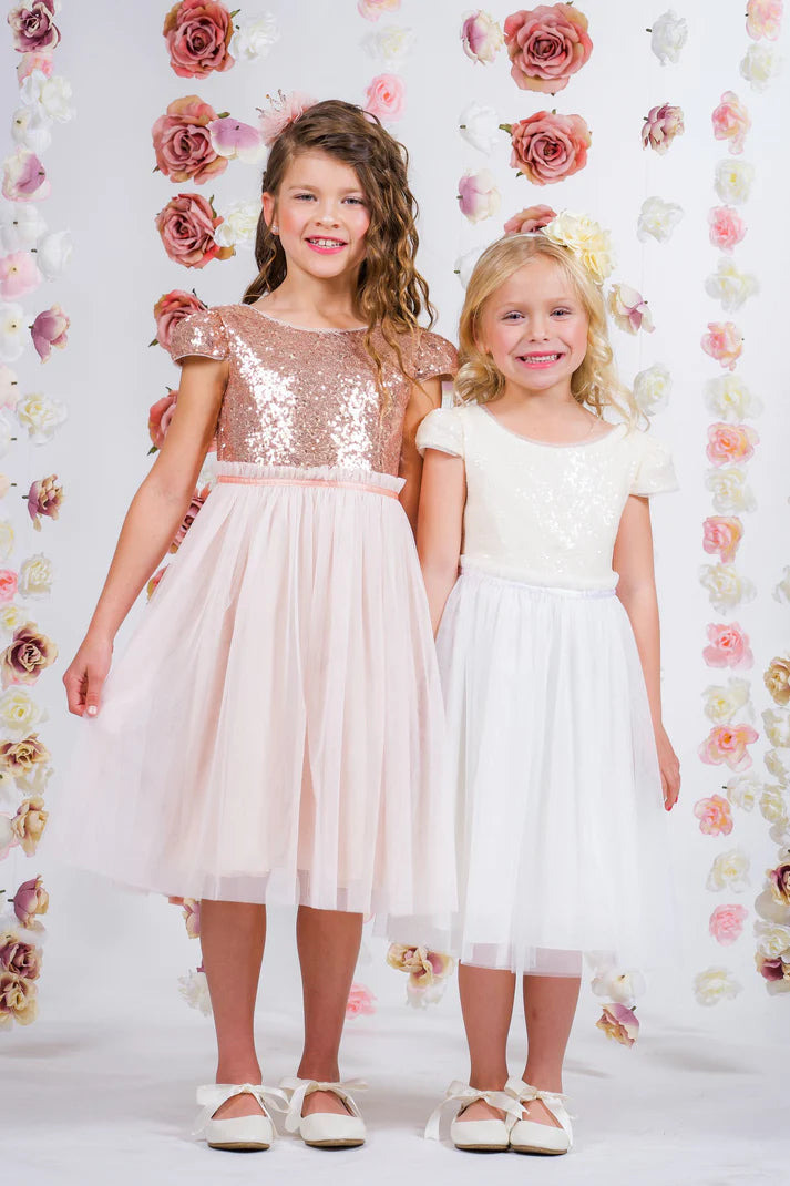 Girl Party Sequin Mesh Pleated Dress by AS410 Kids Dream - Girl Formal Dresses