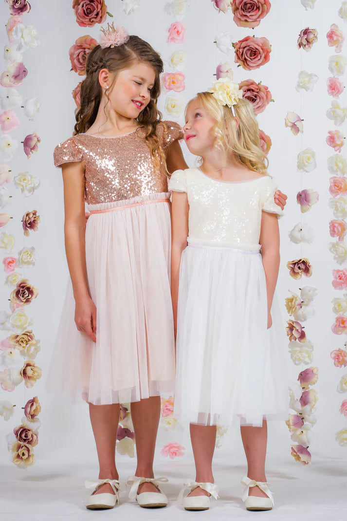 Girl Party Sequin Mesh Pleated Dress by AS410 Kids Dream - Girl Formal Dresses