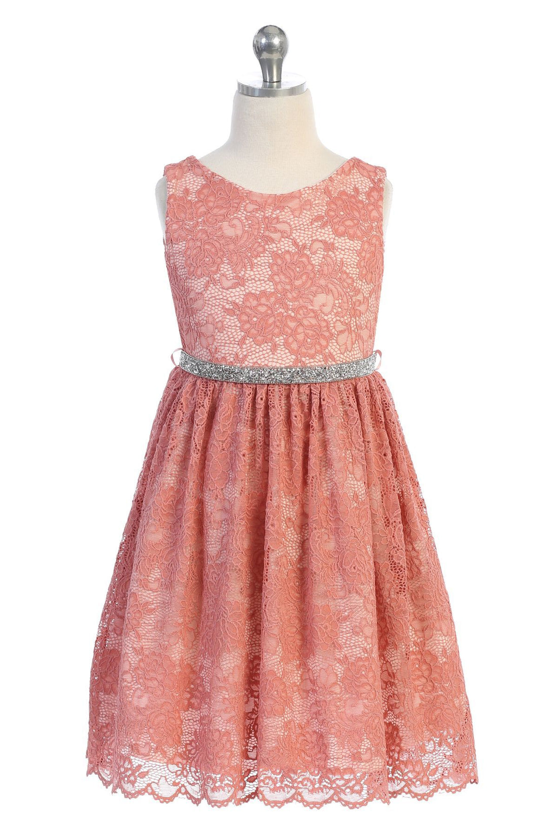 Girl Party Dress with Lace & Rhinestone Detail  by AS492 Kids Dream - Formal/Evening Girl Dress