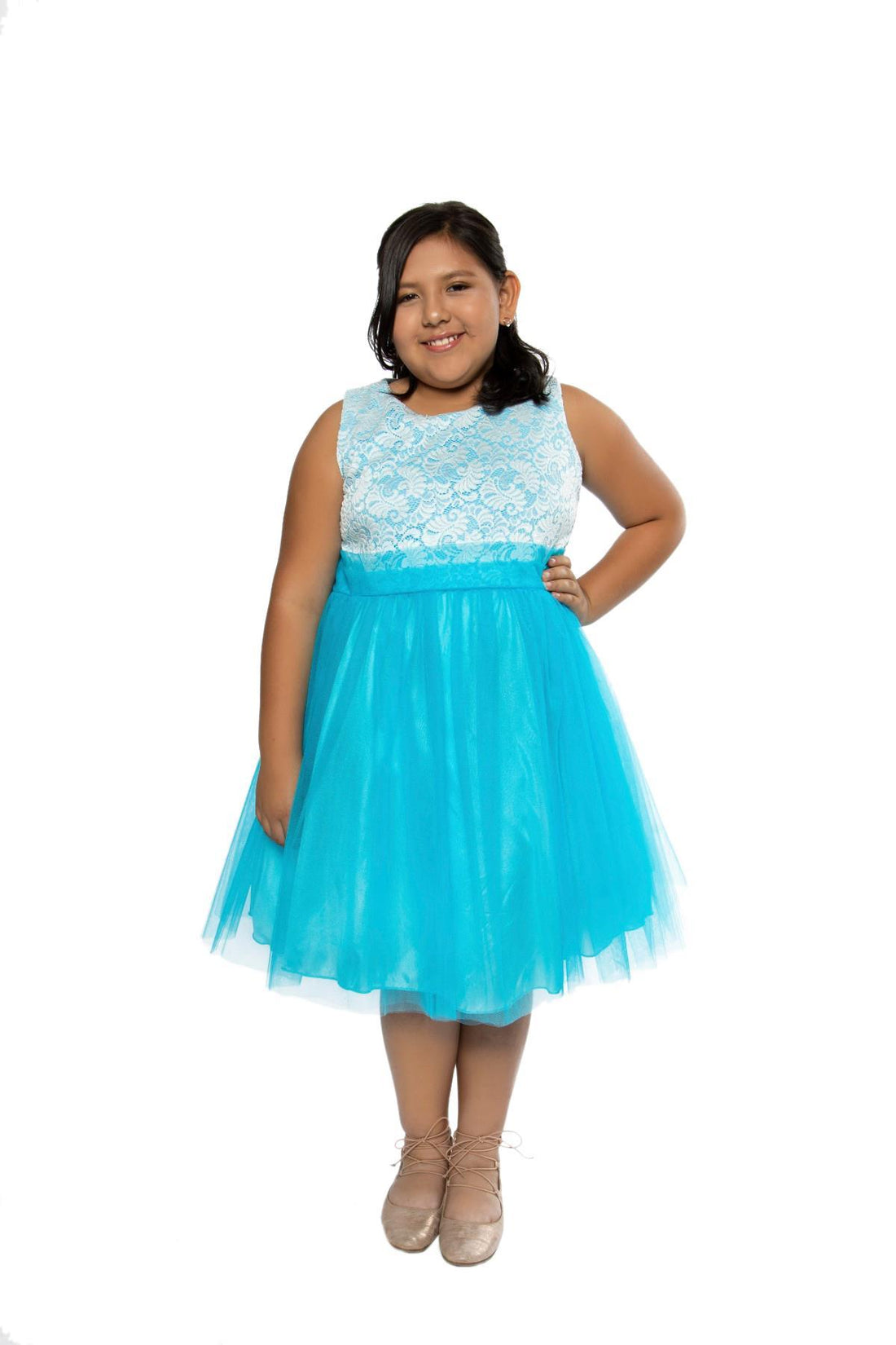 Stretch Lace Tulle Girl Party Dress Plus Size by AS420+ Kids Dream - Girl Formal Dresses