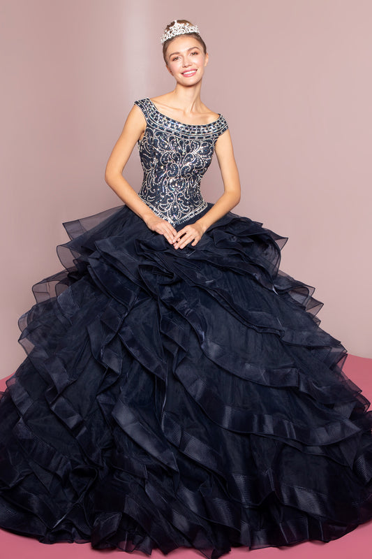 Elizabeth K - GL1600 - Embellished Bodice Tulle Quinceanera Dress