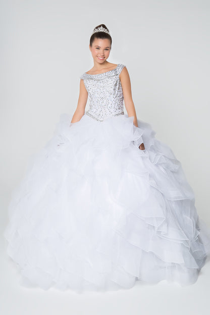 Elizabeth K - GL1600 - Embellished Bodice Tulle Quinceanera Dress