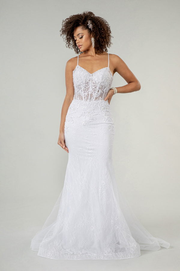 Elizabeth K - GL1947 - Embroidered Sheer Bodice Mermaid Bridal Gown