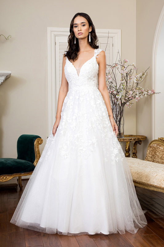 Elizabeth K - GL1950 - Embroidery Sequin V-Neck A-Line Bridal Gown