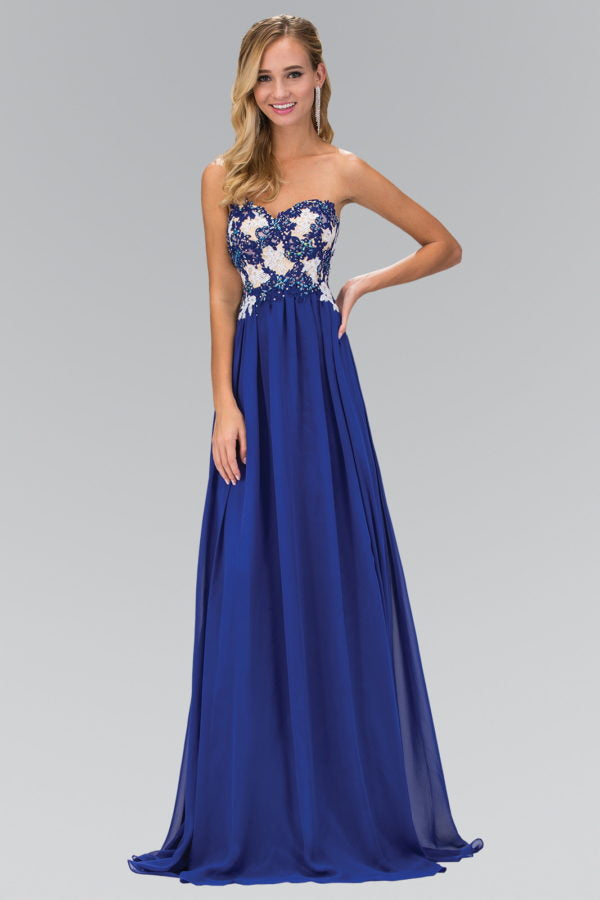 Elizabeth K - GL2050 - Embroidery Strapless Sweetheart Neck Dress