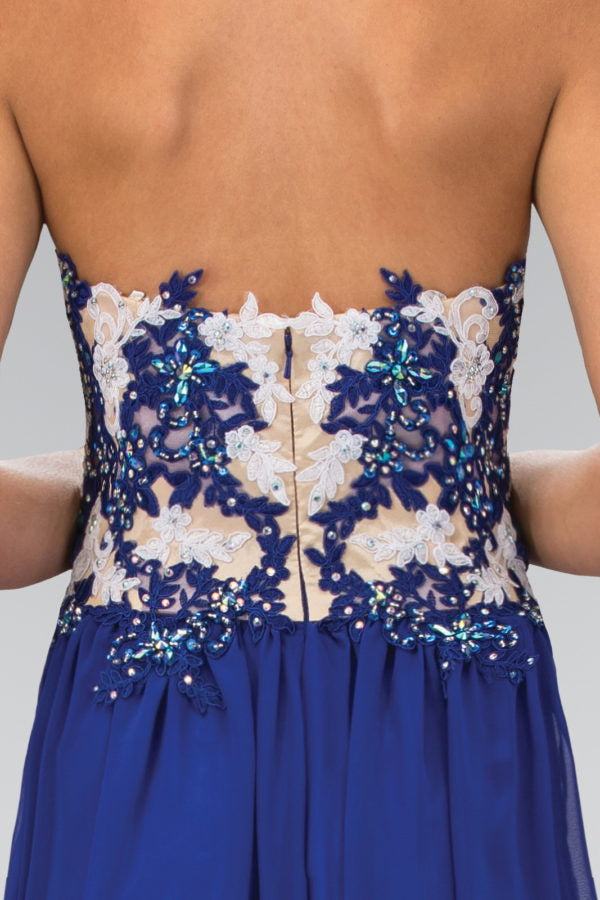 Elizabeth K - GL2050 - Embroidery Strapless Sweetheart Neck Dress