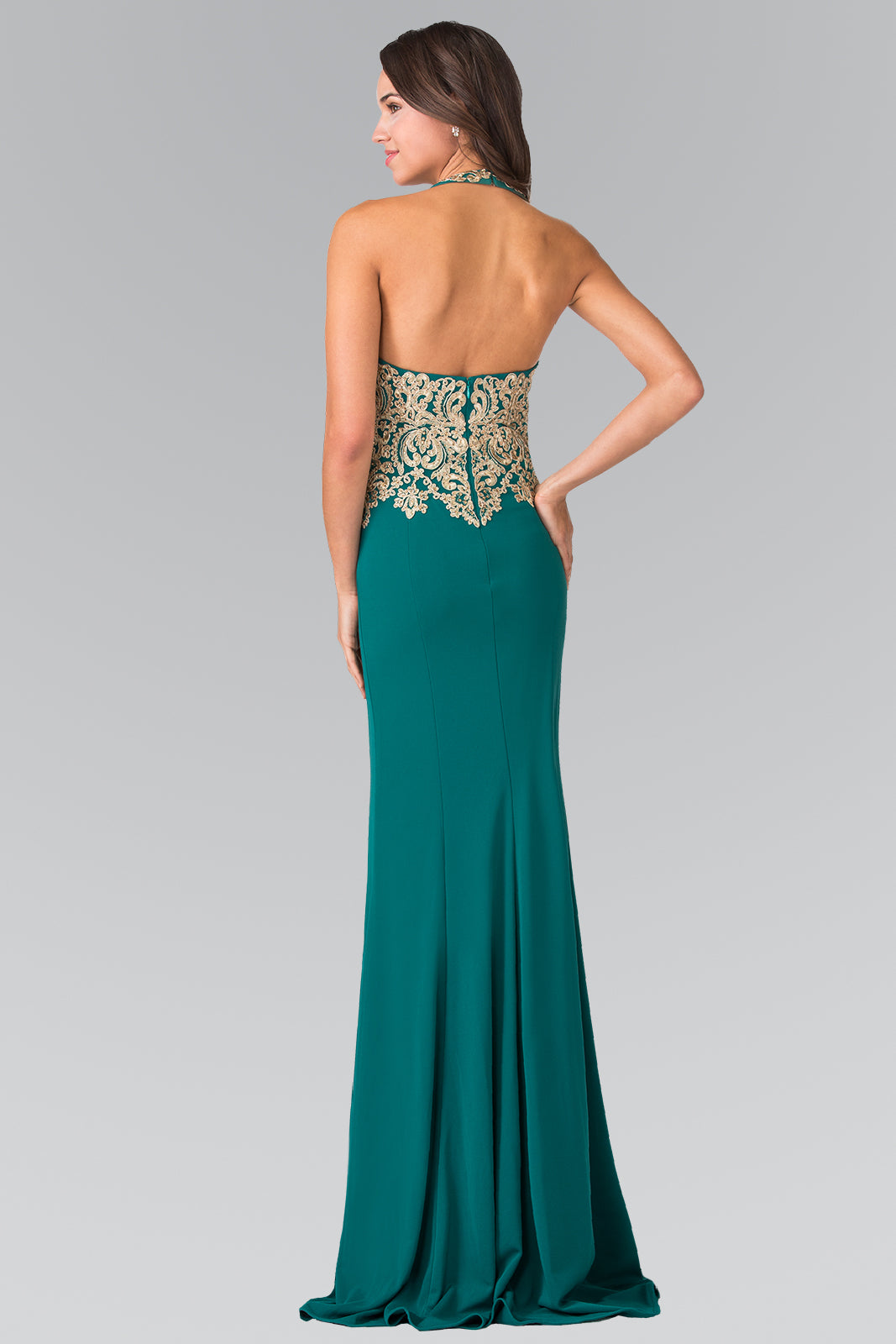 Elizabeth K - GL2231 - Embroidered Halter Neck Mermaid Dress