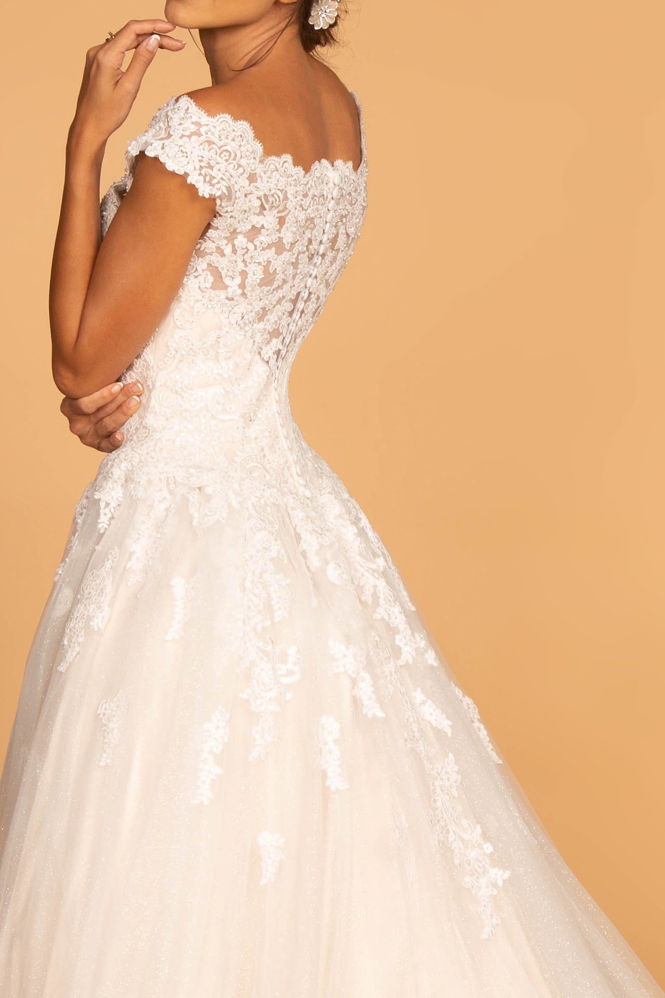 GL2596 GLS by Gloria - Boat-Neck Embroidered A-Line Bridal Gown