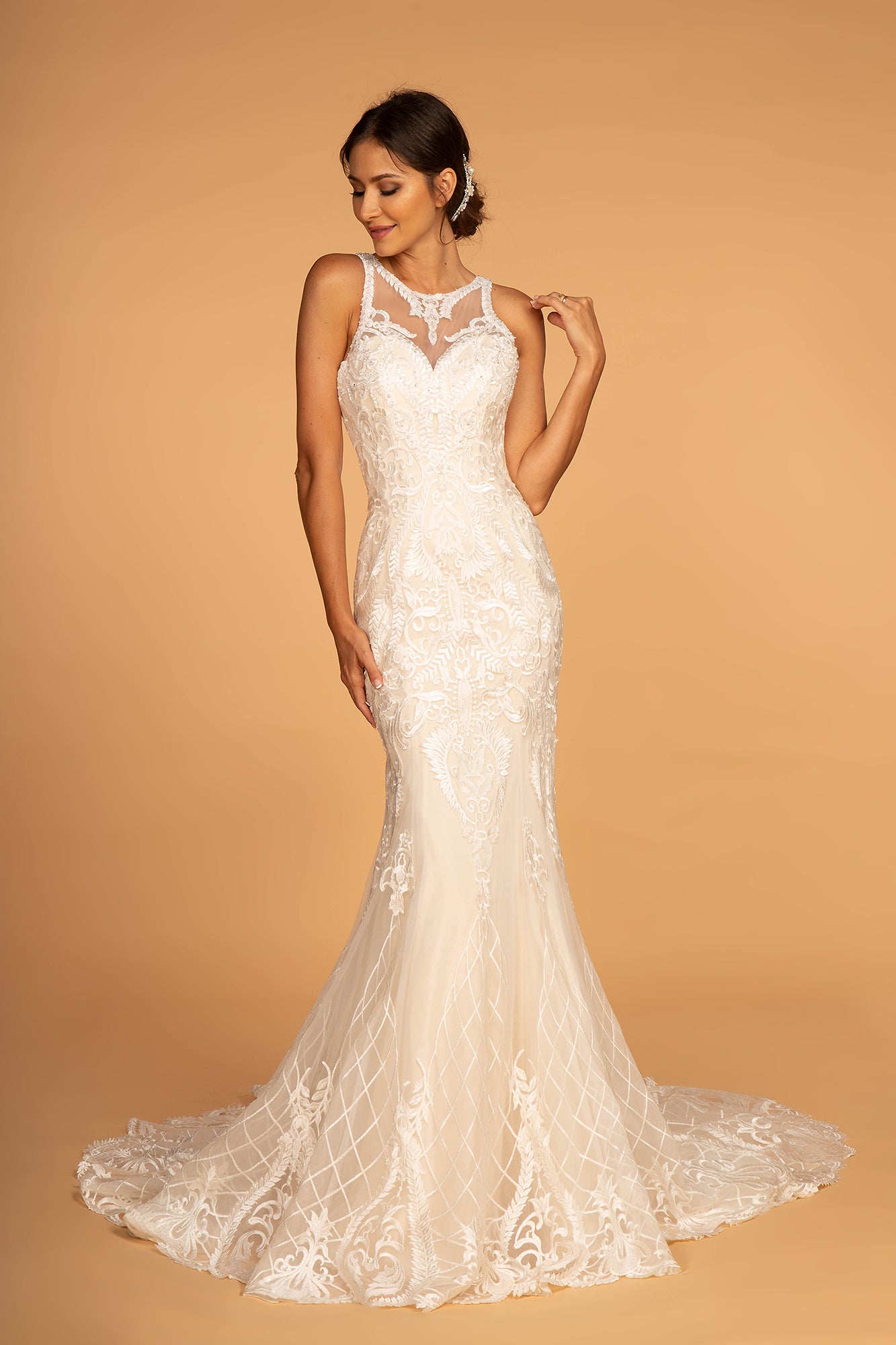 GL2598 GLS by Gloria - Cut-Out Back Embroidered Mermaid Bridal Gown