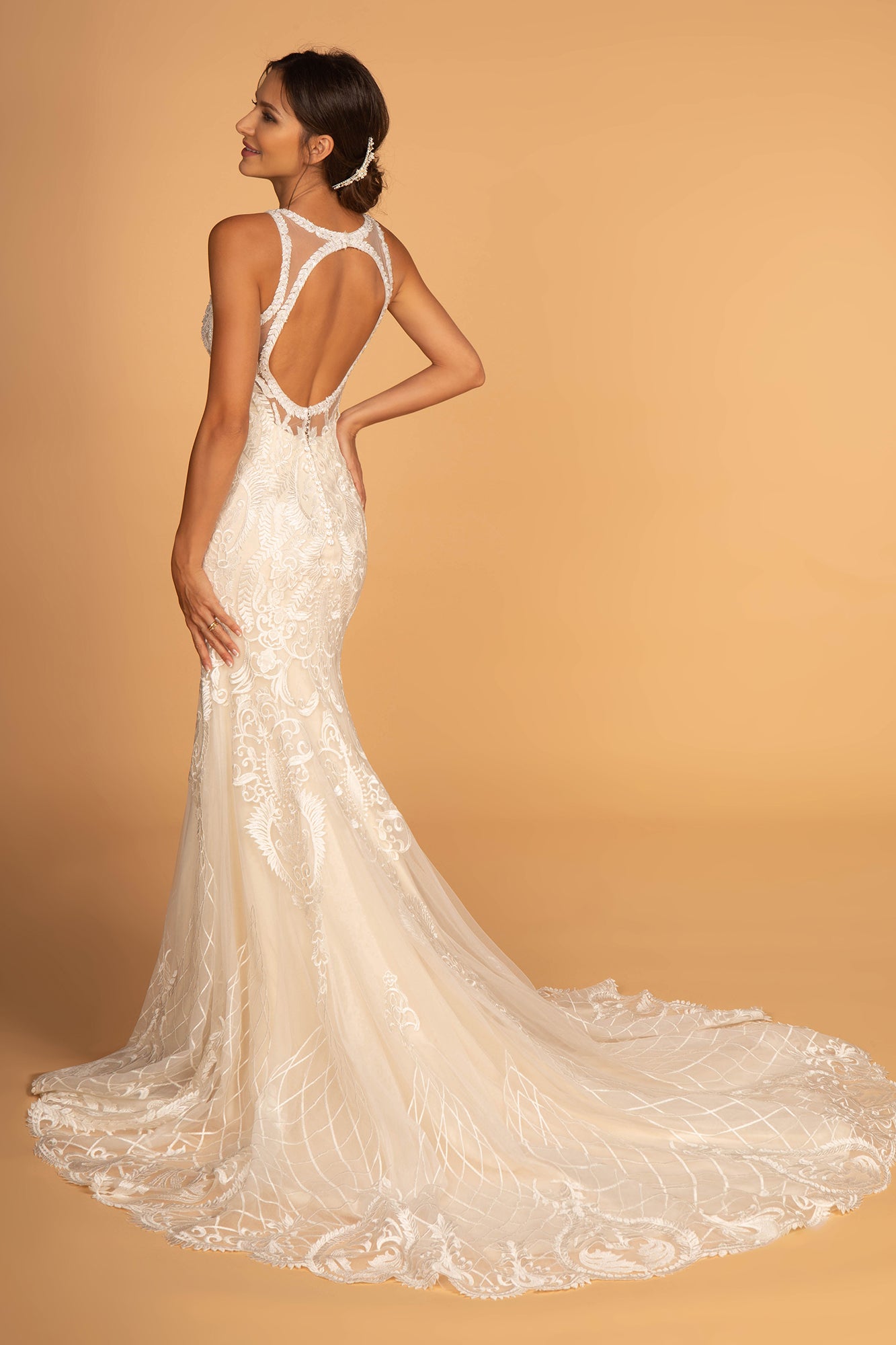 GL2598 GLS by Gloria - Cut-Out Back Embroidered Mermaid Bridal Gown