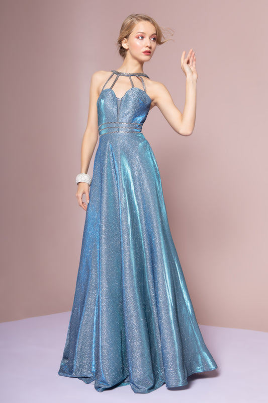 Elizabeth K - GL2672 - Glitter Cut-Out Neckline Dress